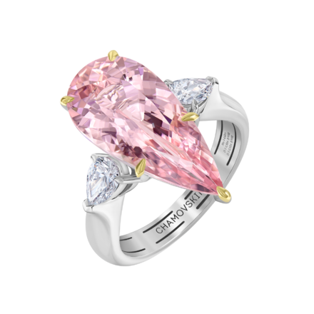 Кольцо с морганитом и бриллиантами, белое золото