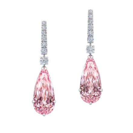 Серьги с морганитами и бриллиантами, белое золото 2