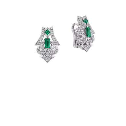 Серьги с турмалинами верделитами, бриллиантами и изумрудами, белое золото 3