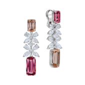 Серьги с турмалинами и бриллиантами, белое золото