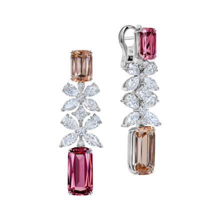 Серьги с турмалинами и бриллиантами, белое золото