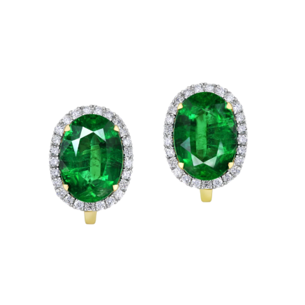 Серьги с изумрудами и бриллиантами, жёлтое золото 2