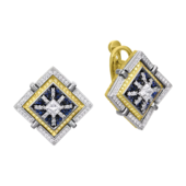 Серьги с бриллиантами и сапфирами, жёлтое и белое золото