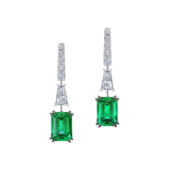 Серьги с бриллиантами и изумрудами, белое золото