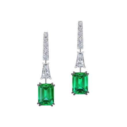 Серьги с бриллиантами и изумрудами, белое золото 2