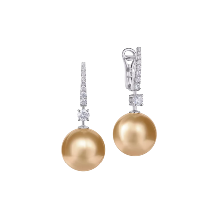 Серьги с жемчугом и бриллиантами, белое золото