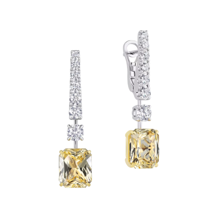 Серьги с жёлтыми сапфирами и бриллиантами, белое золото