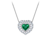 Колье с изумрудом и бриллиантами, белое золото