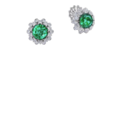 Серьги с изумрудами и бриллиантами, белое золото