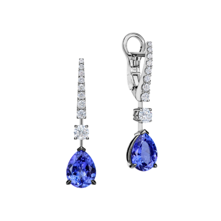 Серьги с танзанитами и бриллиантами, белое золото
