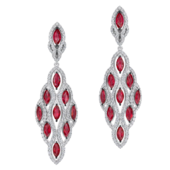 Серьги с рубинами и бриллиантами, белое золото