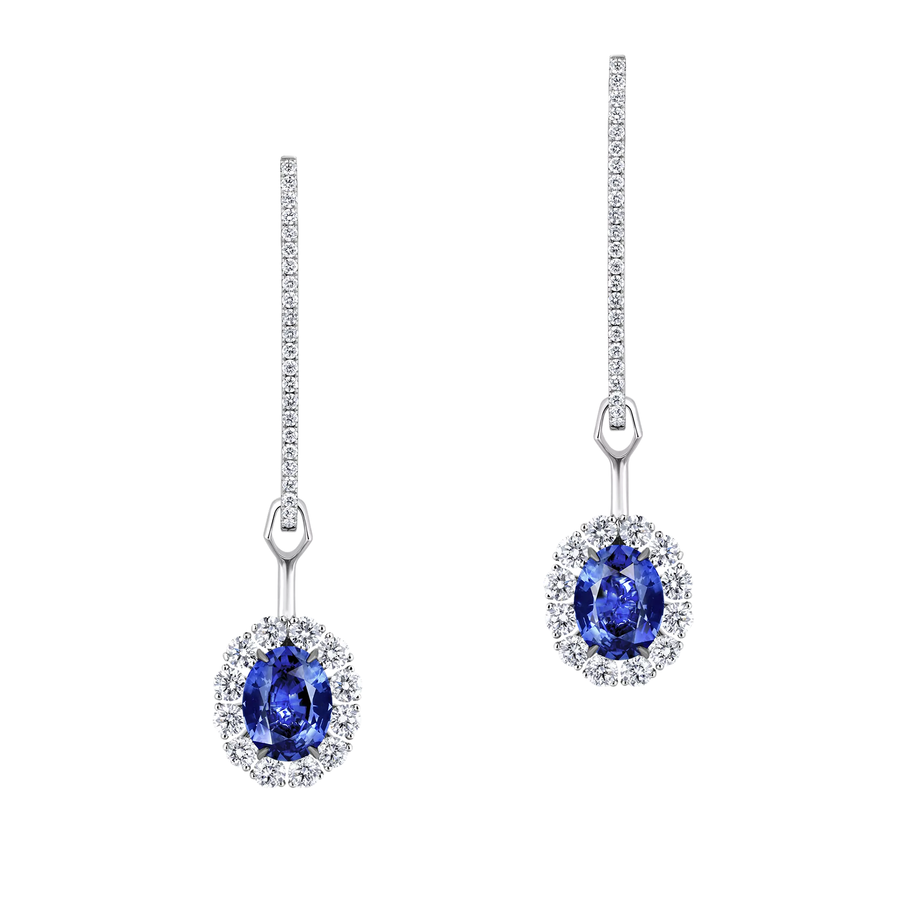 Серьги с сапфирами и бриллиантами, белое золото