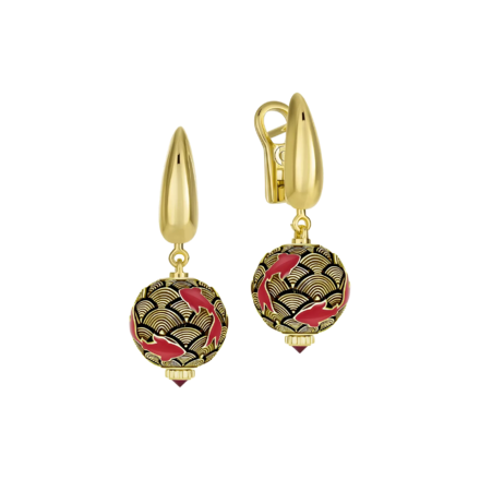 Серьги с рубинами, жёлтое золото, н.керамика