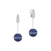 Серьги с сапфирами и бриллиантами, белое золото