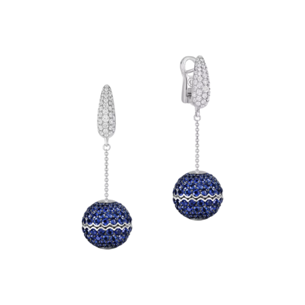Серьги с сапфирами и бриллиантами, белое золото