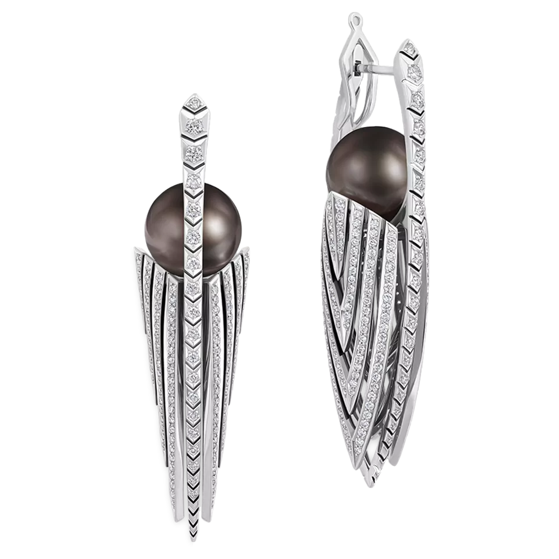 Серьги с жемчугом и бриллиантами, белое золото, н.керамика