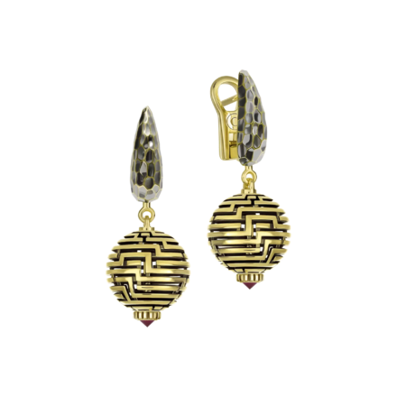 Серьги с рубинами, желтое золото