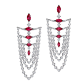 Серьги с рубинами и бриллиантами, белое золото