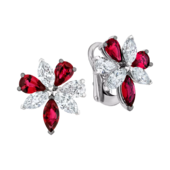 Серьги с рубинами и бриллиантами, белое золото