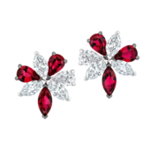 Серьги с рубинами и бриллиантами, белое золото