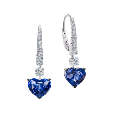 Серьги с сапфирами и бриллиантами, белое золото