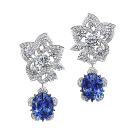 Серьги с сапфирами и бриллиантами, белое золото