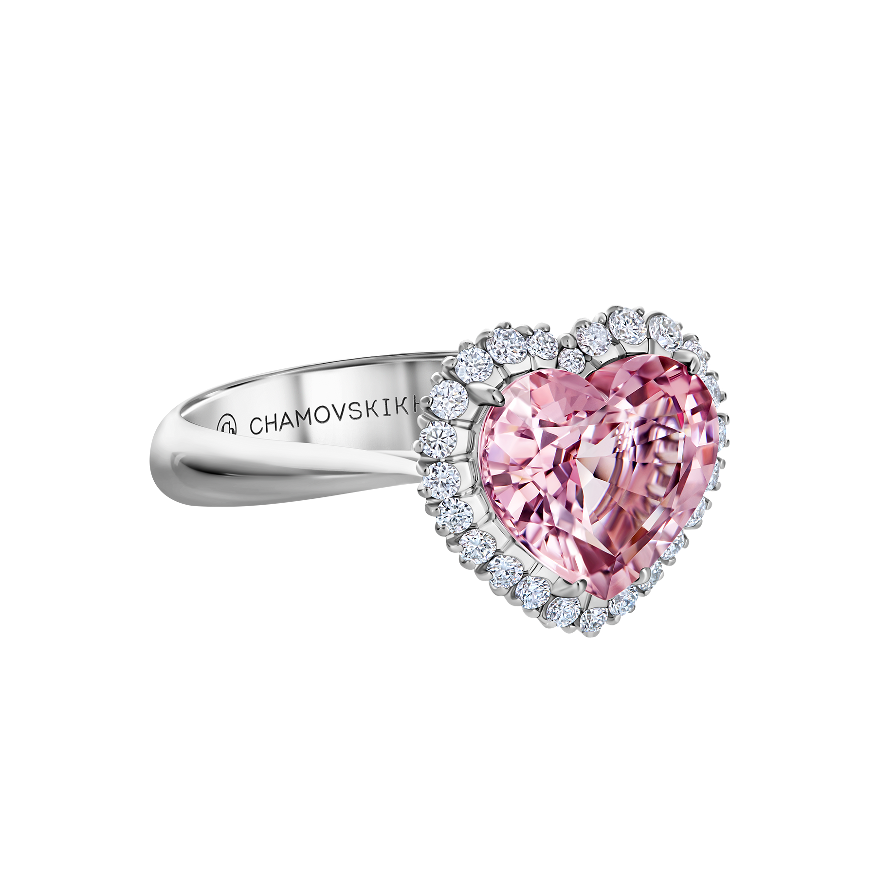 Кольцо со шпинелью и бриллиантами, белое золото