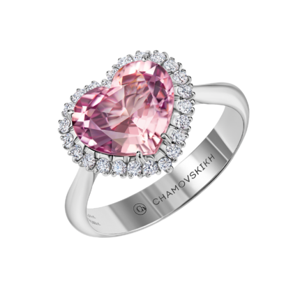 Кольцо со шпинелью и бриллиантами, белое золото