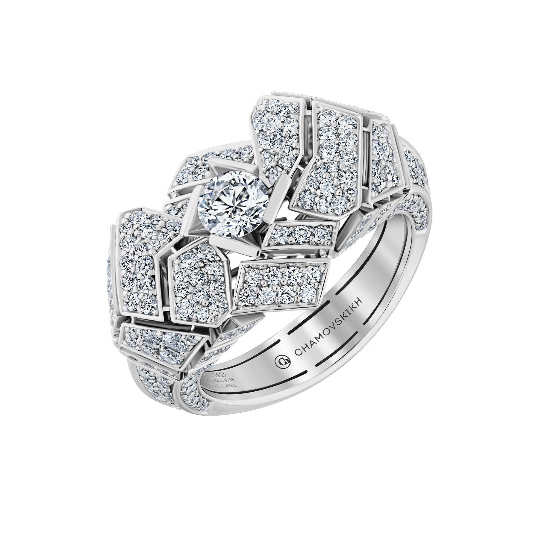 Кольцо с бриллиантами, белое золото