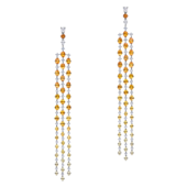 Серьги с цветными сапфирами и бриллиантами, белое золото