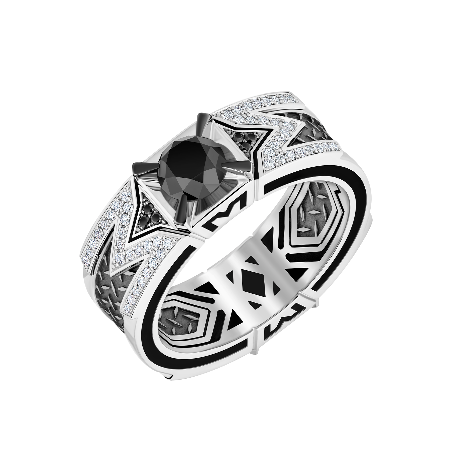 Кольцо с бриллиантами, белое золото, нанокерамика