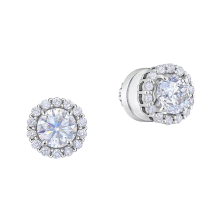 Пусеты с бриллиантами, белое золото