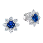 Пусеты с сапфирами и бриллиантами, белое золото