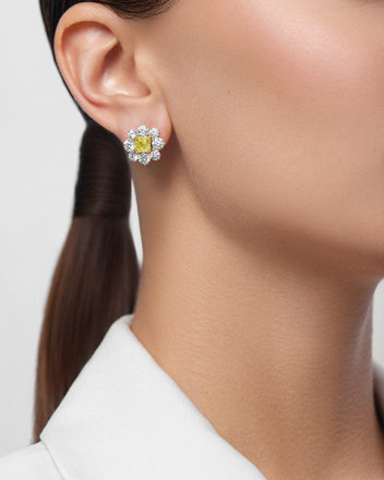 Пусеты с бриллиантами, белое золото 2