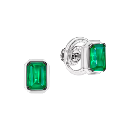 Пусеты с изумрудами, белое золото