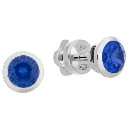 Пусеты с сапфирами, белое золото