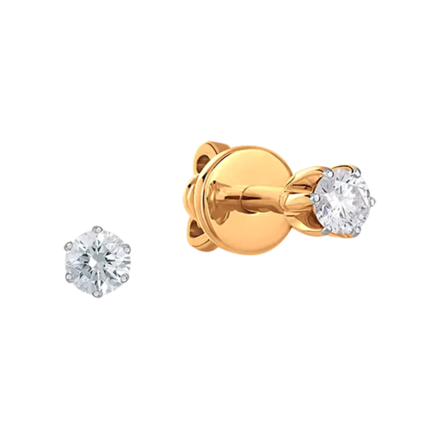 Пусеты с бриллиантами, красное золото