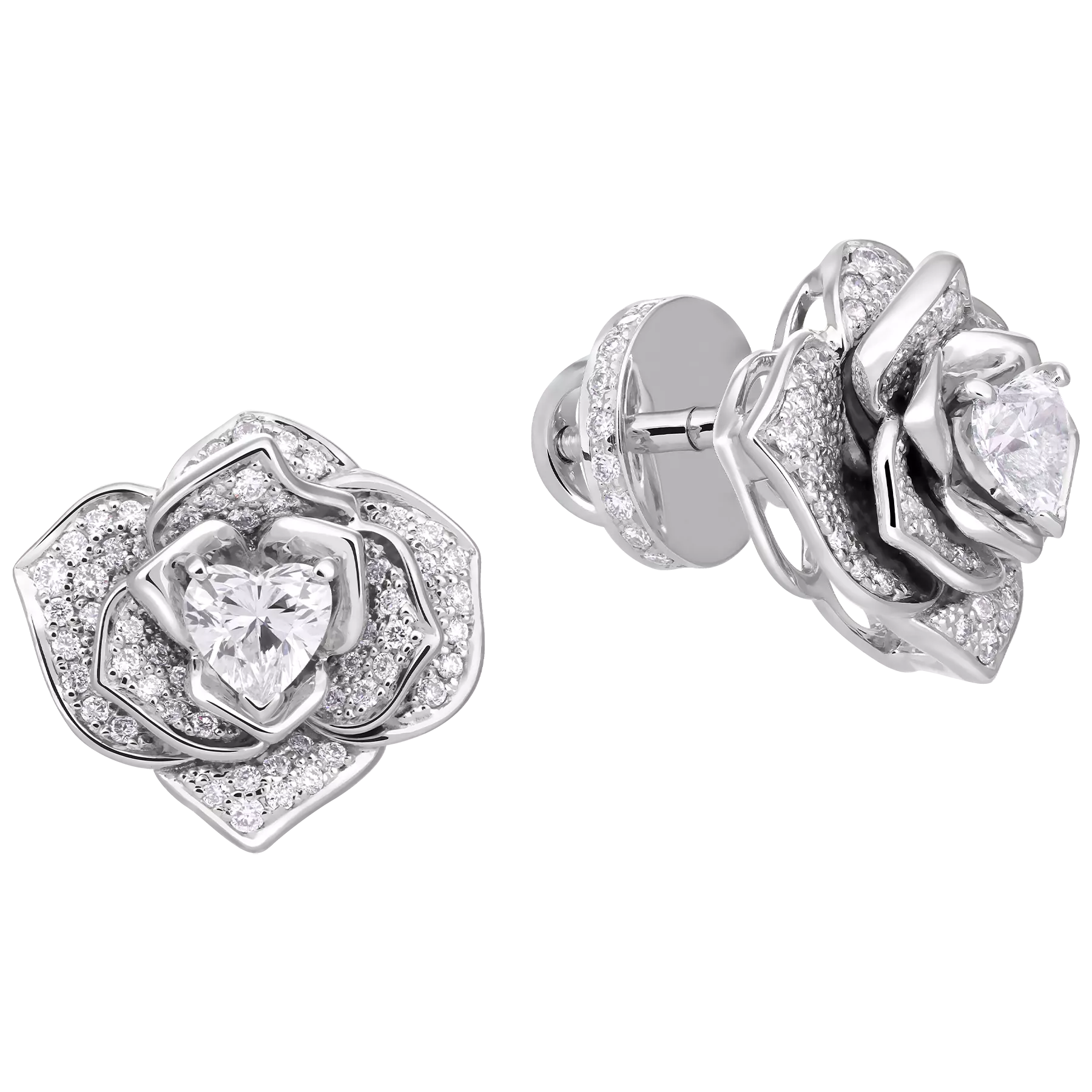 Пусеты с бриллиантами, белое золото