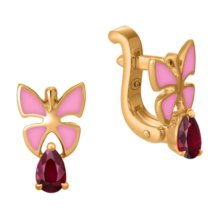 Серьги с рубинами, красное золото, н.керамика