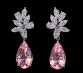 Серьги с морганитами и бриллиантами, белое золото