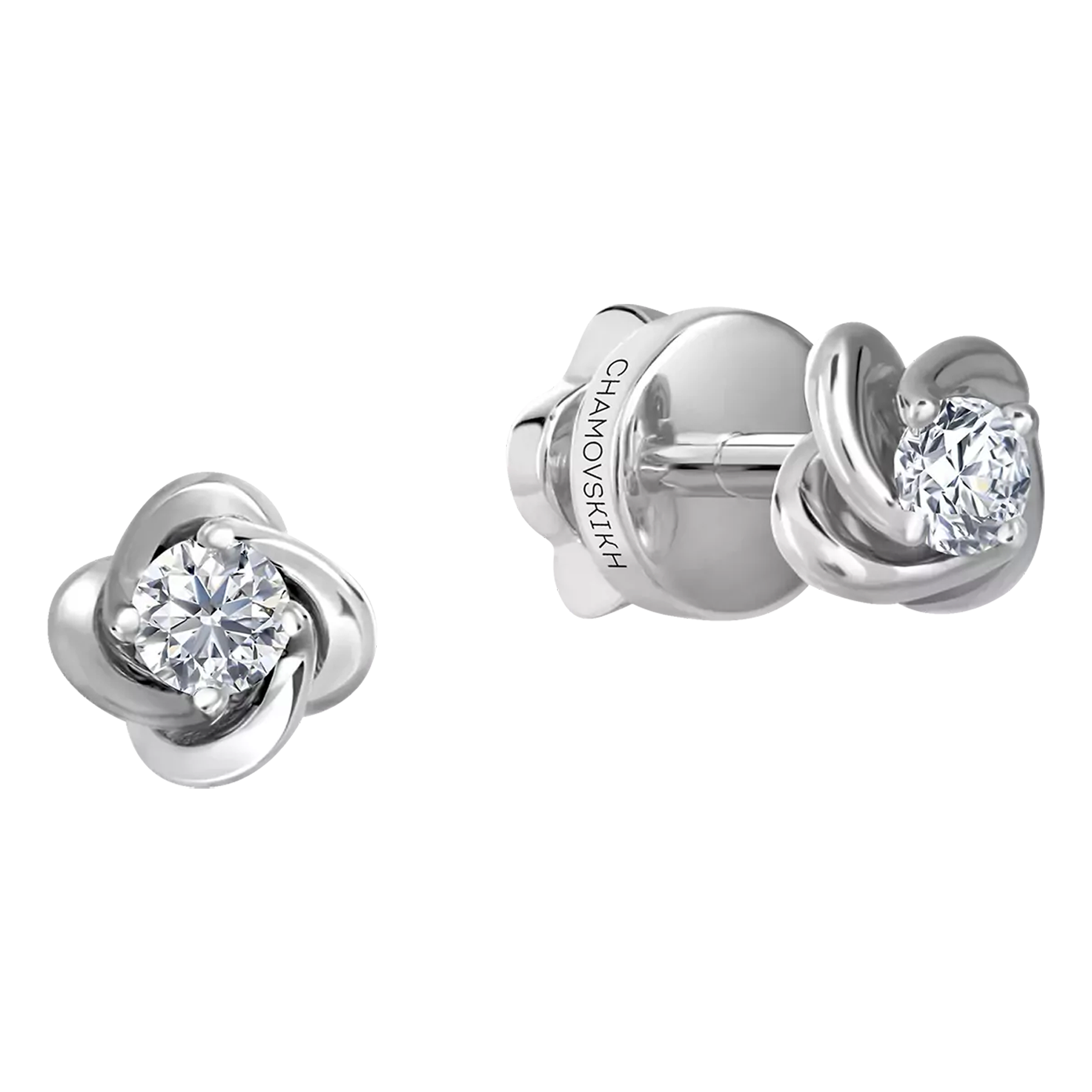 Пусеты с бриллиантами, белое золото