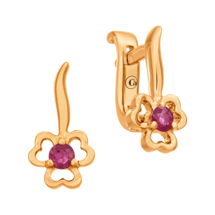 Серьги с рубинами, красное золото
