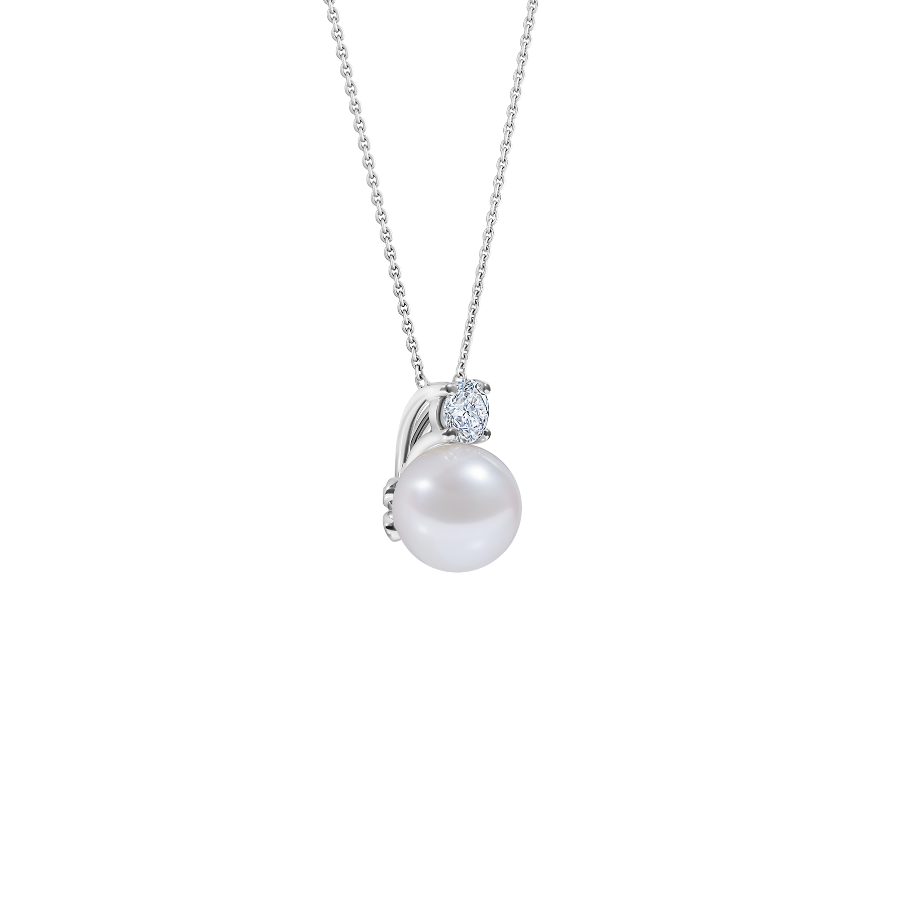 Колье с жемчугом и бриллиантами, белое золото