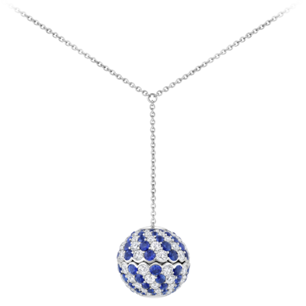 Колье с бриллиантами и сапфирами, белое золото