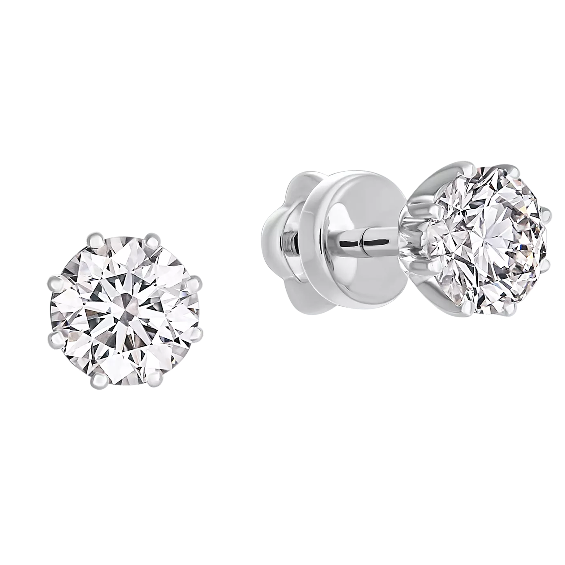 Пусеты с бриллиантами, белое золото, н.керамика