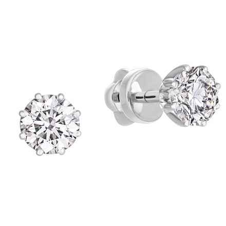 Пусеты с бриллиантами, белое золото, н.керамика