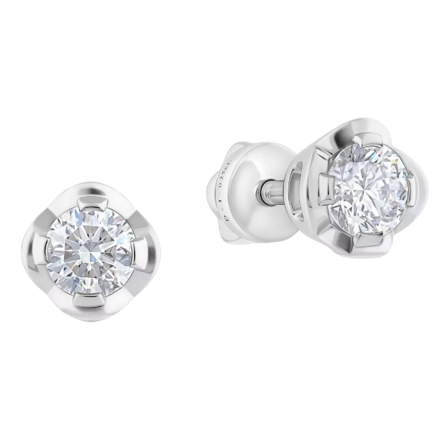 Пусеты с бриллиантами, белое золото