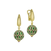 Серьги с рубинами, жёлтое золото, н.керамика