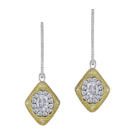 Серьги с бриллиантами, жёлтое и белое золото