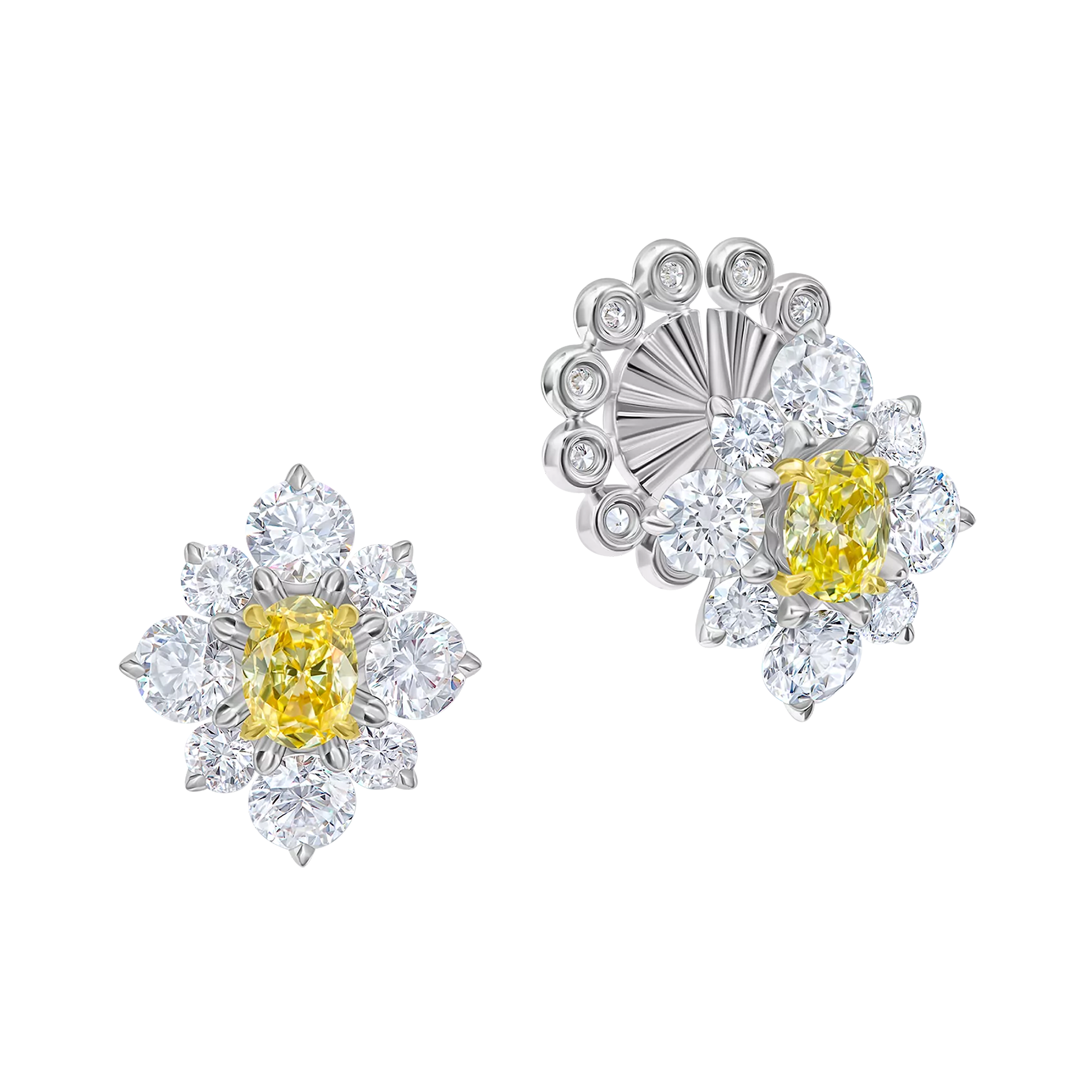 Пусеты с бриллиантами, белое золото